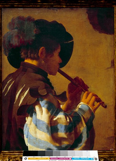 Patre spiller fløjte. Maleri af Hendrik Ter Brugghen (1588-1629) Ec Hol. af Hendrick ter Brugghen