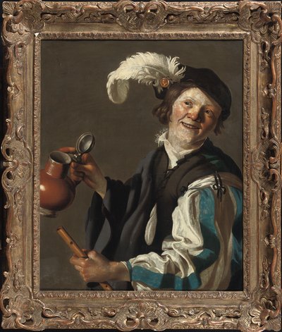 En dreng holder en fløjte og kande af Hendrick Jansz Terbrugghen