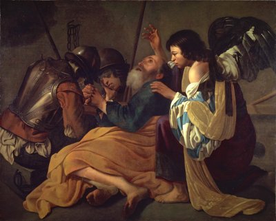 Sankt Peters befrielse af Hendrick Terbrugghen follower of