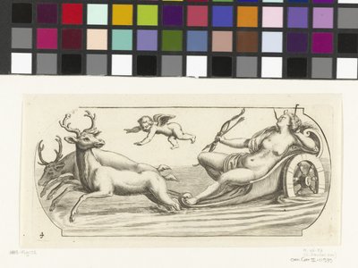 Diana på en vogn Nouveau Livre des Dieux et Deeßes De la Marine Bouckje of Sea Gods and Goddesses (serietitel) af Hendrick de Keyser (I)