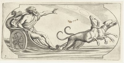 En havgud på en vogn Nouveau Livre des Dieux et Deeßes De la Marine Bouckje of Sea Gods and Goddesses (serietitel) af Hendrick de Keyser (I)