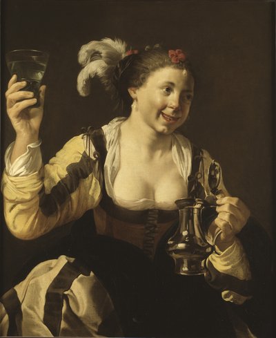 En pige, der holder et glas, ca. 1620 af Hendrick ter Brugghen