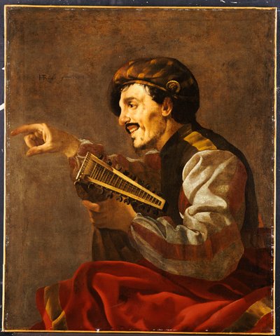 En siddende lutanist peger af Hendrick ter Brugghen