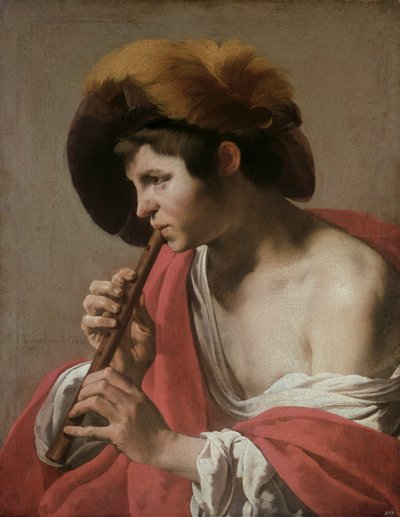 Knave spiller en blokfløjte, 1621 af Hendrick ter Brugghen