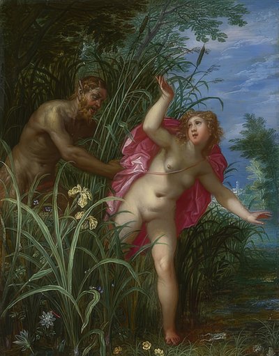 Pan forfølger nymfen Syrinx. Sandsynligvis efter 1615 af Hendrick van Balen