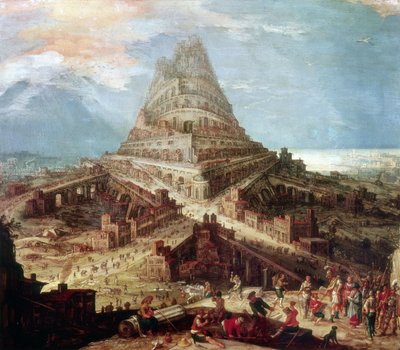 Opførelse af Babelstårnet af Hendrick van Cleve