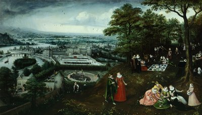 Detalje af landskab i foråret, af Lucas van Valkenborch (ca 1530-1597) af Hendrick van den (1530 97) Broeck