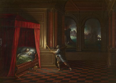 Aeneas redder Anchises fra det brændende Troja af Hendrick van the younger Steenwijck