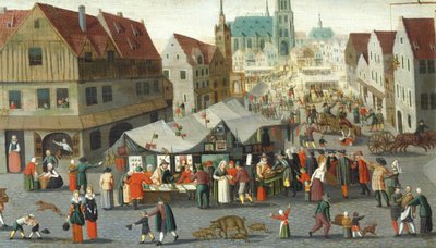Kauppatori, kirjoittanut Hendrick van Steenwijck Younger (noin 1580-1649) af Hendrick van the younger Steenwijck