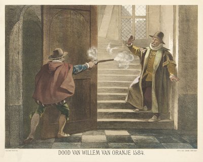 Mordet på Vilhelm af Orange, 1584 Vilhelm af Oranges død 1584 (titel på objekt) af Hendrik Albert van Trigt