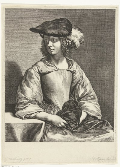 Ung kvinde med baret af Hendrik Bary