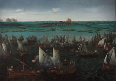 Kamp mellem hollandske og spanske skibe på Haarlemmermeer Kamp mellem hollandske og spanske skibe på Haarlemmermeer, 26. maj 1573 af Hendrick Cornelisz. Vroom