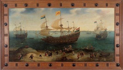 Amsterdam-firmastet skib De Hollandsche Tuyn og andre skibe vender tilbage fra Brasilien under kommando af Paulus van Heerden af Hendrick Cornelisz. Vroom
