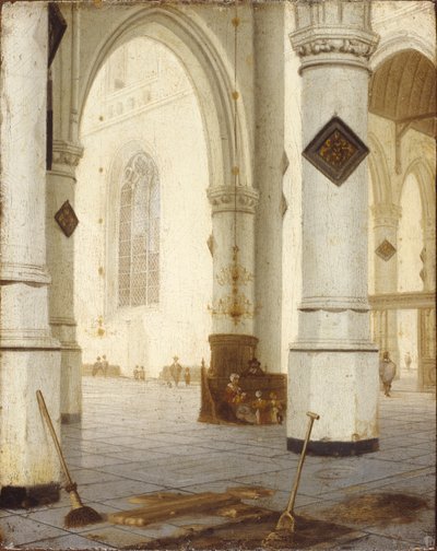 Kirke interiør (olie på panel) af Hendrik Cornelisz. van Vliet