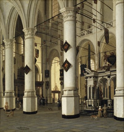 Interiør de la nouvelle eglise de Delft - Interiør i Nieuwe Kerk, Delft, af Vliet, Hendrick Cornelisz. fra (1611-1675). Olie-på-træ. Mål: 41x39 cm. Nationalmuseet Stockholm af Hendrik Cornelisz. van Vliet