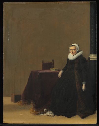 Portræt af en kvinde med en hund, ca. 1635. af Hendrik Gerritsz. Pot