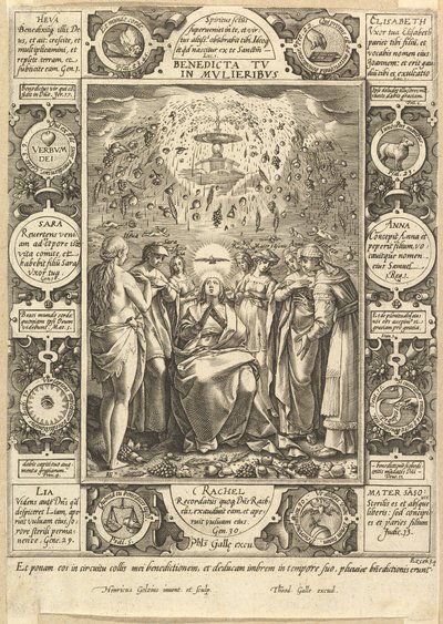 Velsignet er du blandt kvinder, fra kristne og profane allegorier. af Hendrik Goltzius