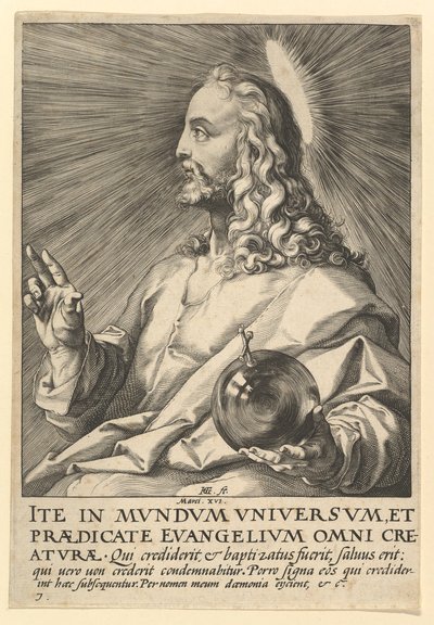 Kristus, fra Kristus, apostlene og den hellige Paulus med trosbekendelsen, ca. 1589. af Hendrik Goltzius