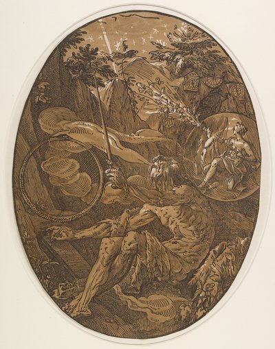 Demogorgon i Evighedshulen, ca. 1588 af Hendrik Goltzius