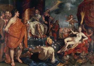 Hermes præsenterer Pandora for kong Epimetheus, 1611 af Hendrik Goltzius