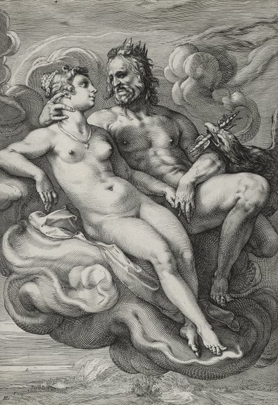 Jupiter og Juno, ca. 1593-94 (gravering på lagt papir) af Hendrik Goltzius