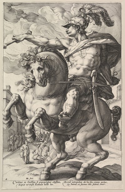 Marcus Curtius, fra serien The Roman Heroes, 1586. af Hendrik Goltzius