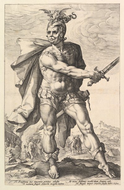 Mucius Scaevola, fra serien The Roman Heroes, 1586 af Hendrik Goltzius