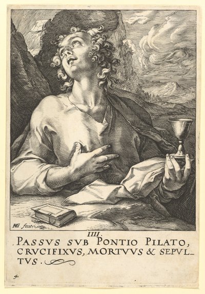 Sankt Johannes, fra Kristus, apostlene og Sankt Paulus med trosbekendelsen, ca. 1589. af Hendrik Goltzius