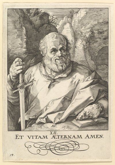 Sankt Matthias, fra Kristus, apostlene og Sankt Paulus med trosbekendelsen, ca. 1589. af Hendrik Goltzius