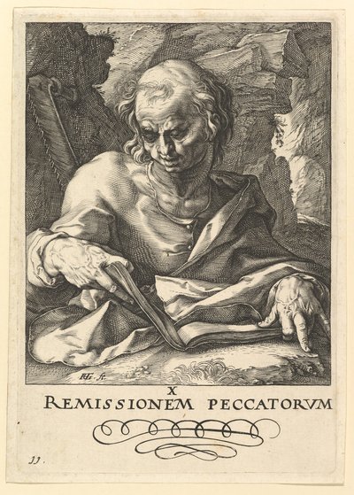 Sankt Simon, fra Kristus, apostlene og Sankt Paulus med trosbekendelsen, ca. 1589. af Hendrik Goltzius