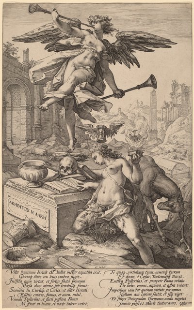 Allegorien om berømmelse og historie af Hendrik Goltzius