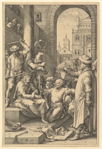 The Crowning with Thorns, fra The Passion of Christ, 1597. af Hendrik Goltzius
