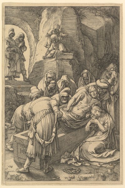 Begravelsen, fra The Passion of Christ, 1596. af Hendrik Goltzius