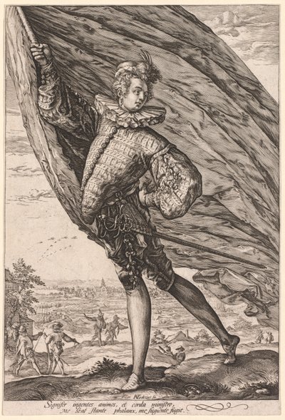 Fanebæreren, drejet til venstre, 1587. af Hendrik Goltzius