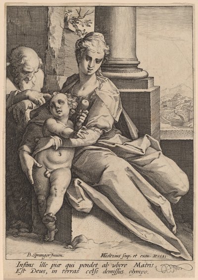 Den hellige familie af Hendrik Goltzius after Bartholomaeus Spranger
