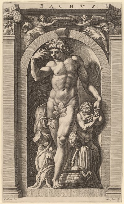 Bacchus af Hendrik Goltzius after Polidoro da Caravaggio