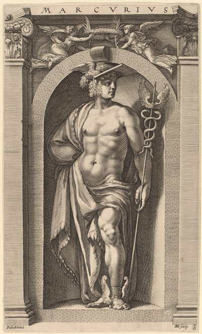 Merkur af Hendrik Goltzius after Polidoro da Caravaggio