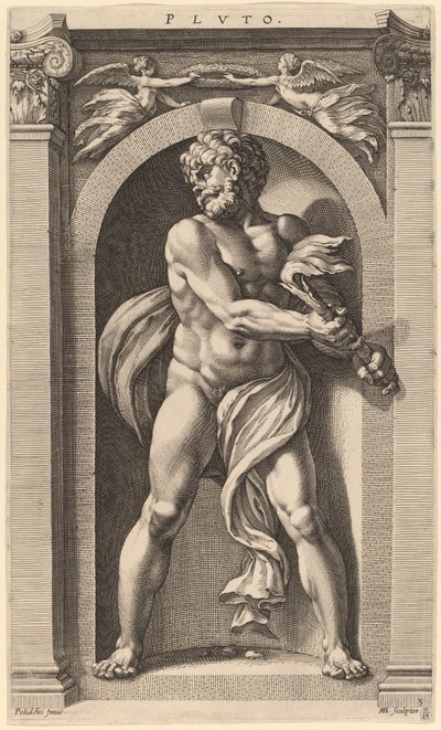 Pluto af Hendrik Goltzius after Polidoro da Caravaggio