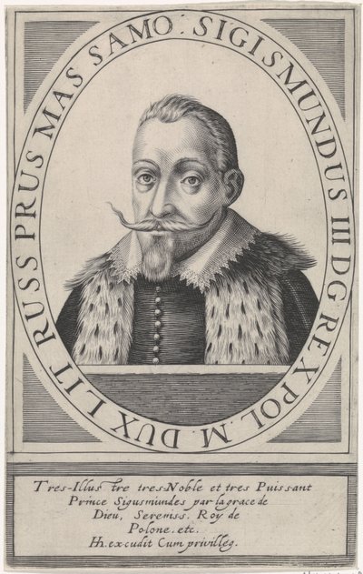 Portræt af Sigismund III Vasa, konge af Polen 1566-1632, 1608 af Hendrik Hondius the Elder