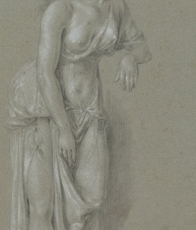 Figurstudie af en kvinde i klassisk kappe, stående tre kvarter til højre af Hendrik Hoogers