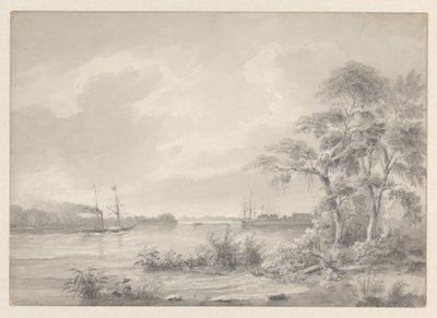 Fort Zeelandia set, når man sejler op ad Surinam-floden af Hendrik Huygens
