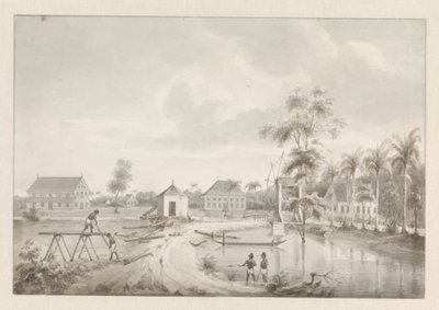 Udsigt til en plantage, eventuelt hvile og arbejde. af Hendrik Huygens