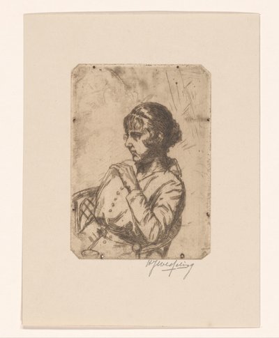 Kvinde i en stol af Hendrik Jan Wesseling (signed by artist)