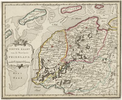 Kort over Friesland Nyt kort over provinsen Friesland (titel på objekt) af Hendrik Kloekhoff