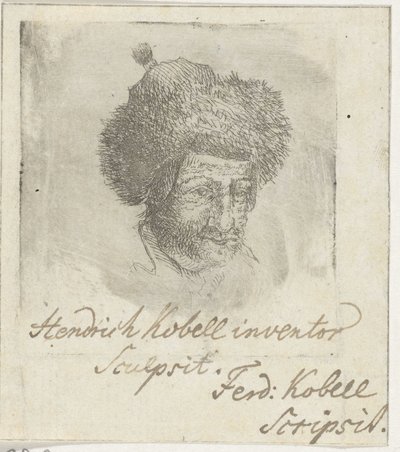 Mandshoved med pelshat af Hendrik Kobell