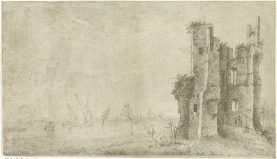 Ruinerne af Huis te Merwede nær Dordrecht af Hendrik Kobell