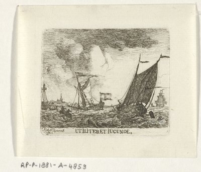 Schepen op woelig vand Nyttigt og underholdende (titel på objekt) af Hendrik Kobell