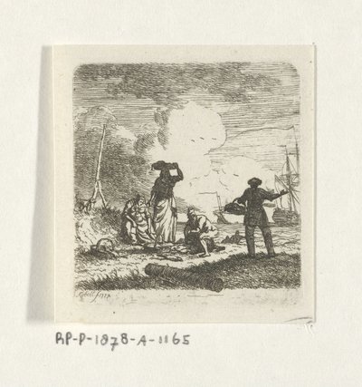 Fiskere ved stranden af Hendrik Kobell