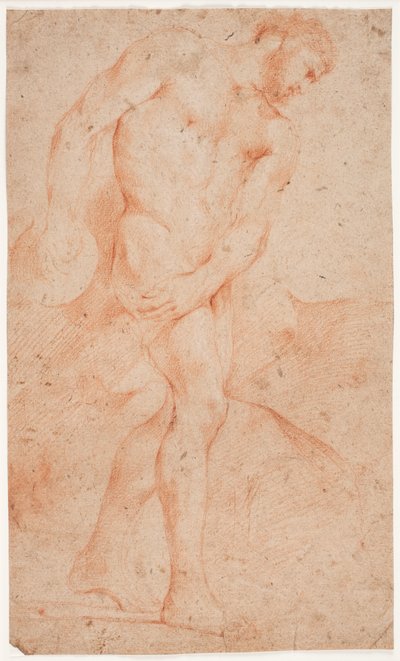 Mandlig modelstudie, stående af Hendrik Krock