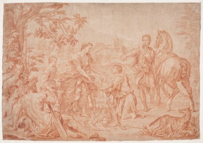 Romulus og Remus (Livy 1, 4). Studie efter Carlo Marattis maleri i Sanssouci, Potsdam (udf. 1692 for Niccolo Maria Pallavicini) af Hendrik Krock